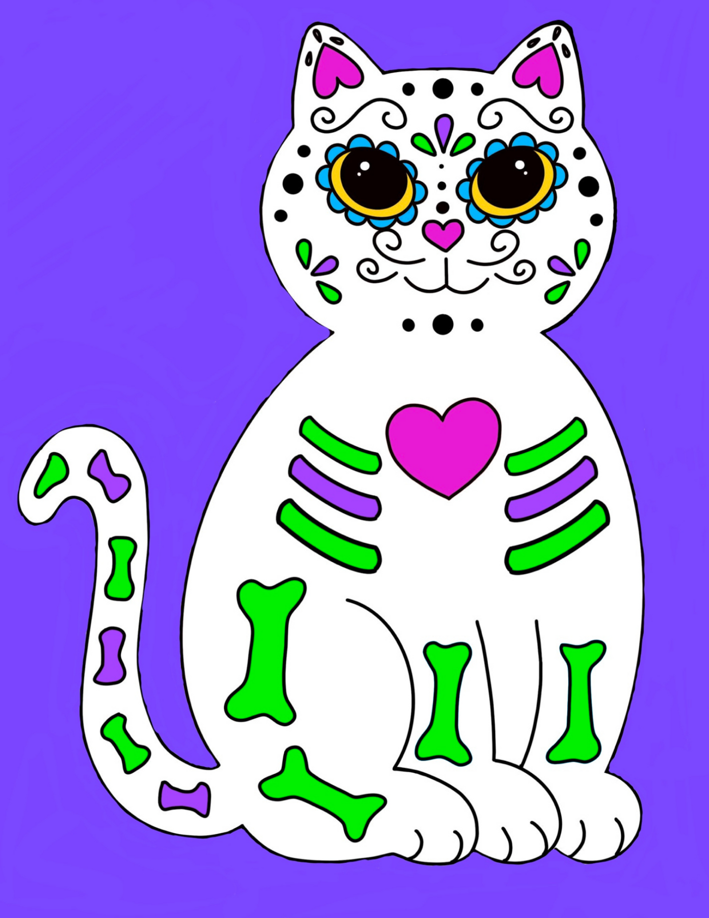 Day of the Dead Kitty Canvas