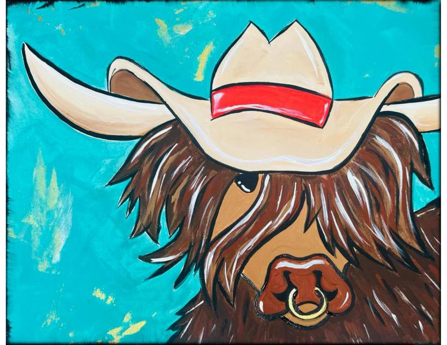 Cowboy Highland Cow Canvas