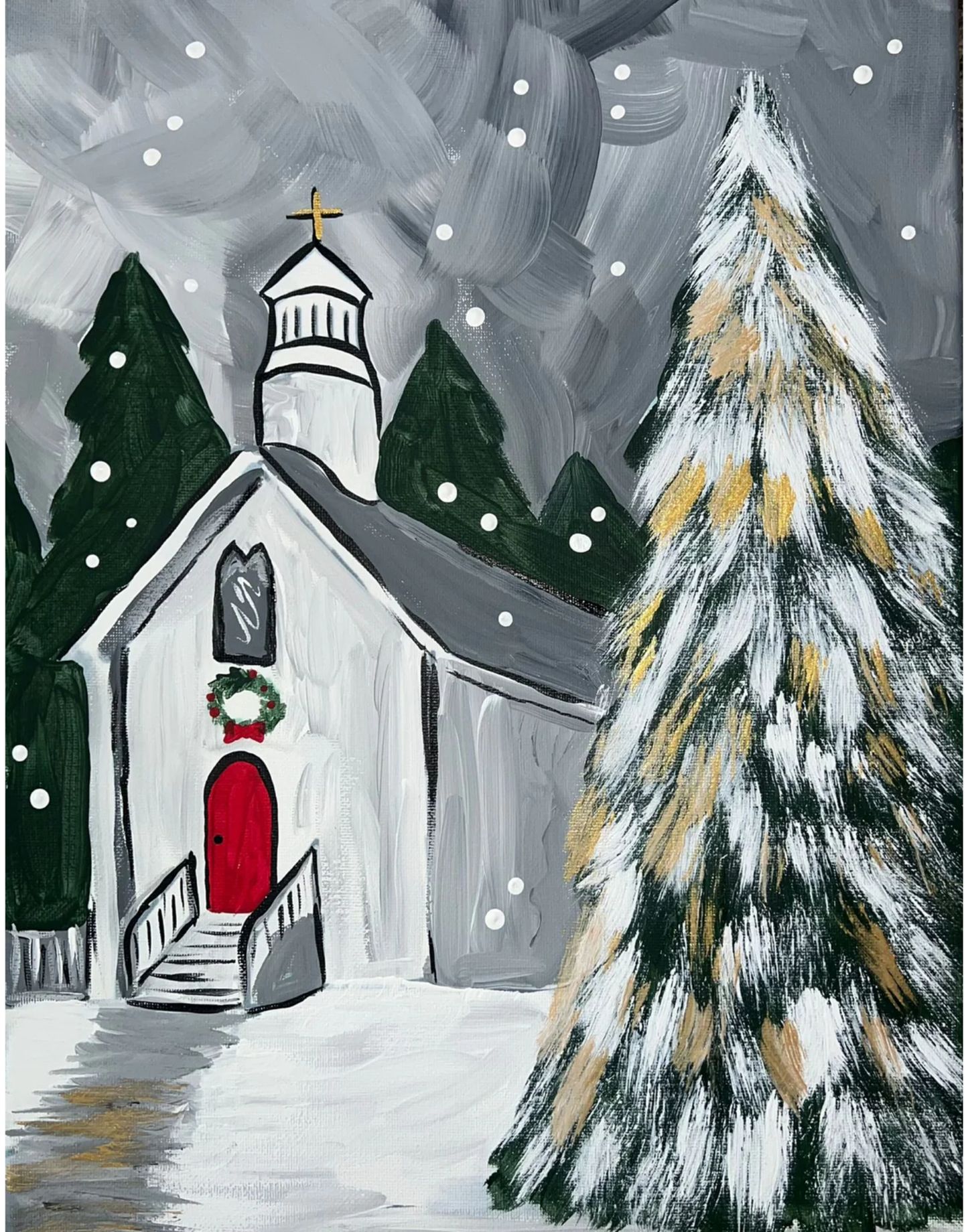 Winter Church Canvas